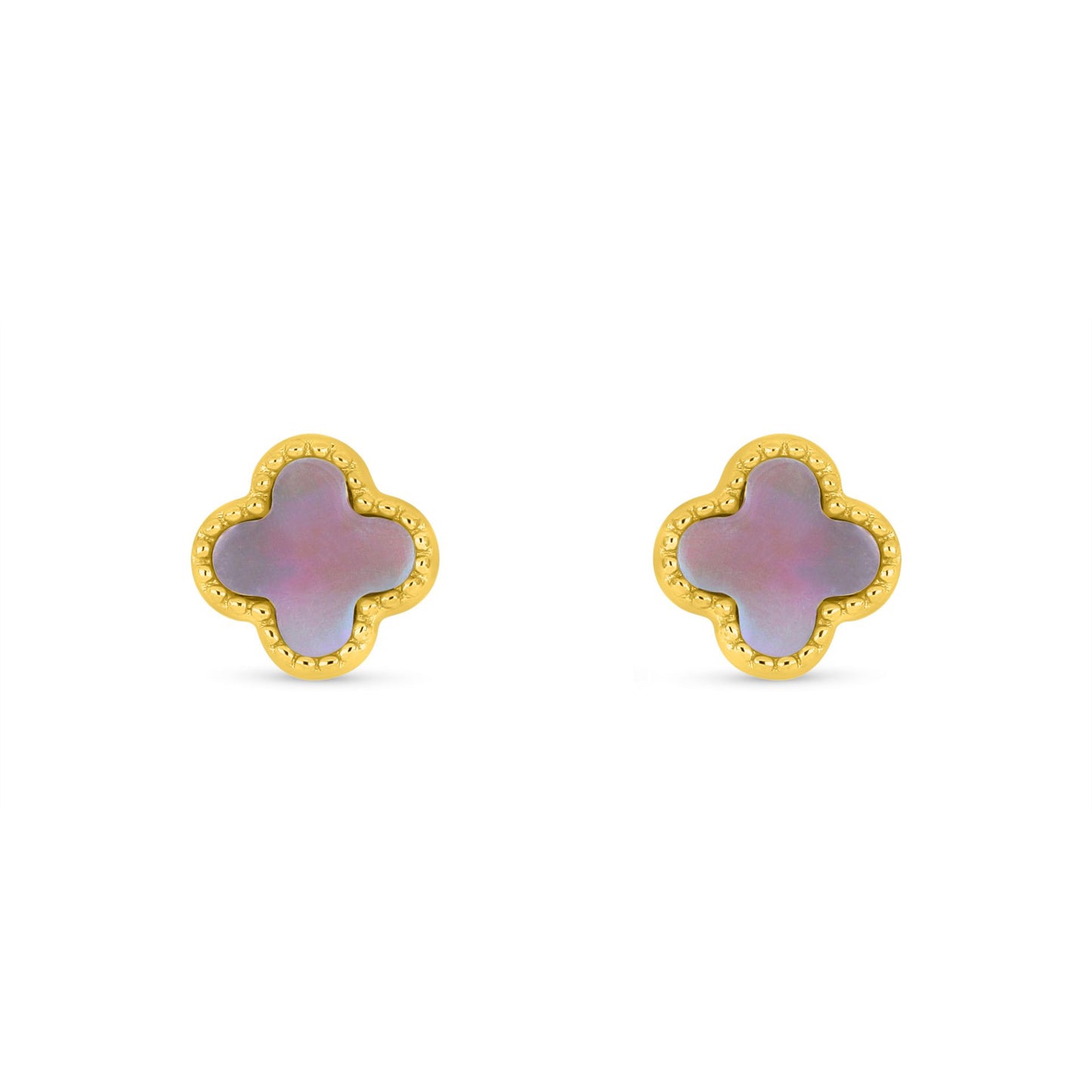 Sterling Silver 925 Earring Golden Plated Embedded With Pink Shell
