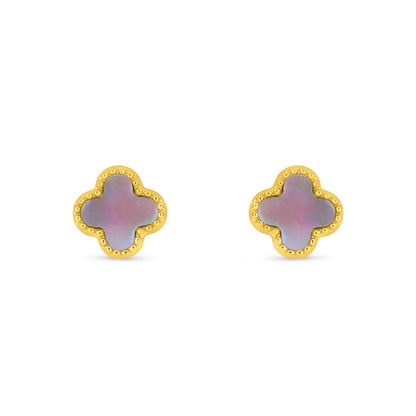 Sterling Silver 925 Earring Golden Plated Embedded With Pink Shell