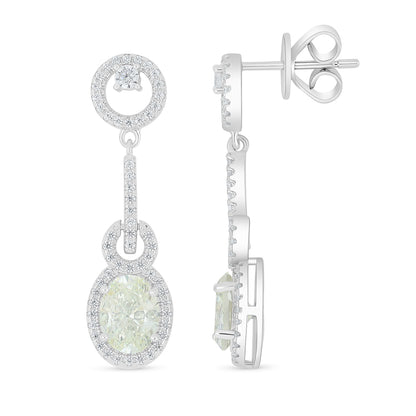 Sterling Silver 925 Earring Rhodium Plated Embedded With Diamond Zircon And White Zircon