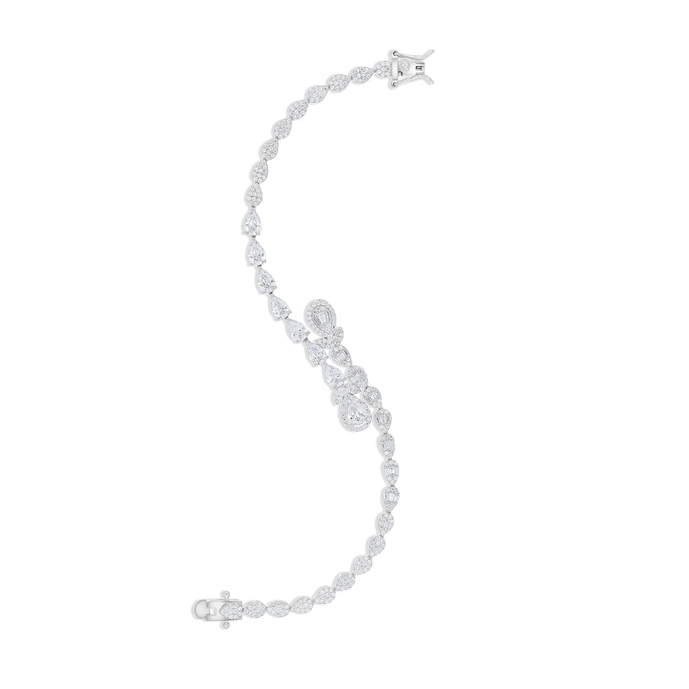 Sterling Silver 925 Set Rhodium Plated Embedded With White Zircon