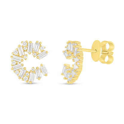 Sterling Silver 925 Earring Golden Plated Embedded With White Zircon
