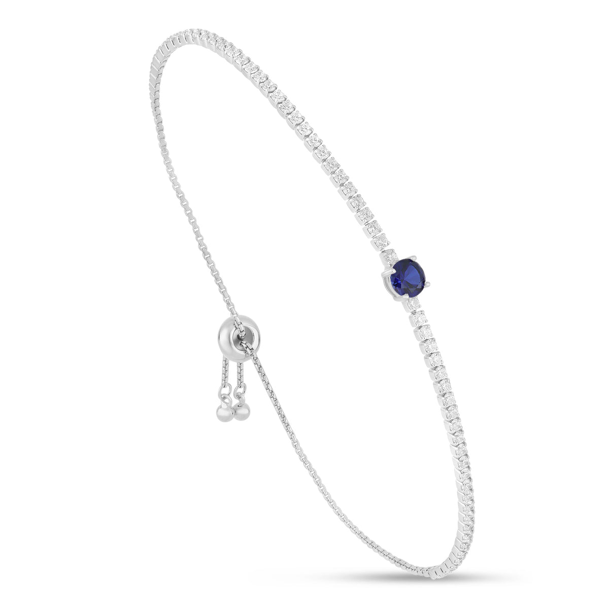 Sterling Silver 925 Bracelet Rhodium Plated Embedded With Sapphire Corundum