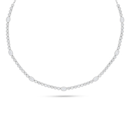 Sterling Silver 925 Necklace Rhodium Plated Embedded With White Zircon