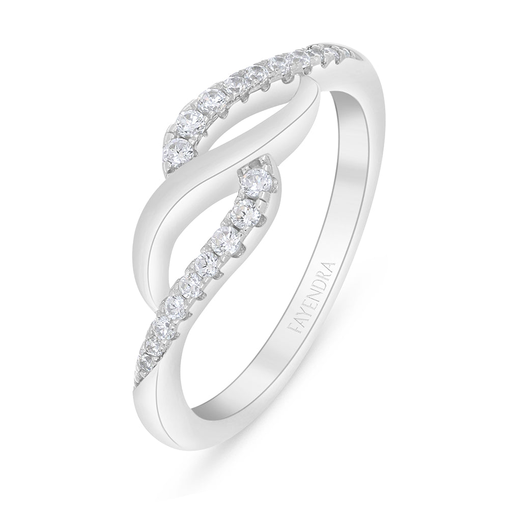 خاتم من الفضة الخالصة عيار 925 مطلي روديوم مرصع فص ابيض