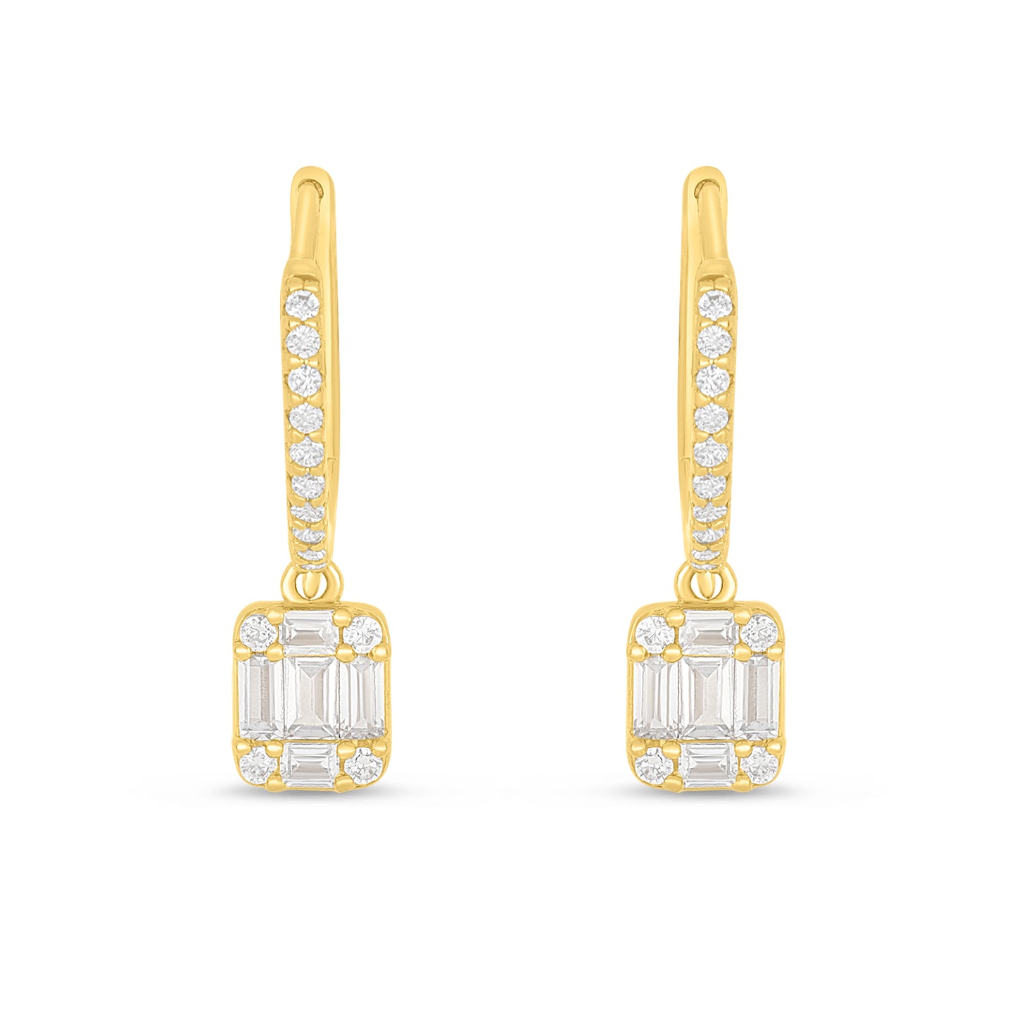 Sterling Silver 925 Earring Golden Plated Embedded With White Zircon