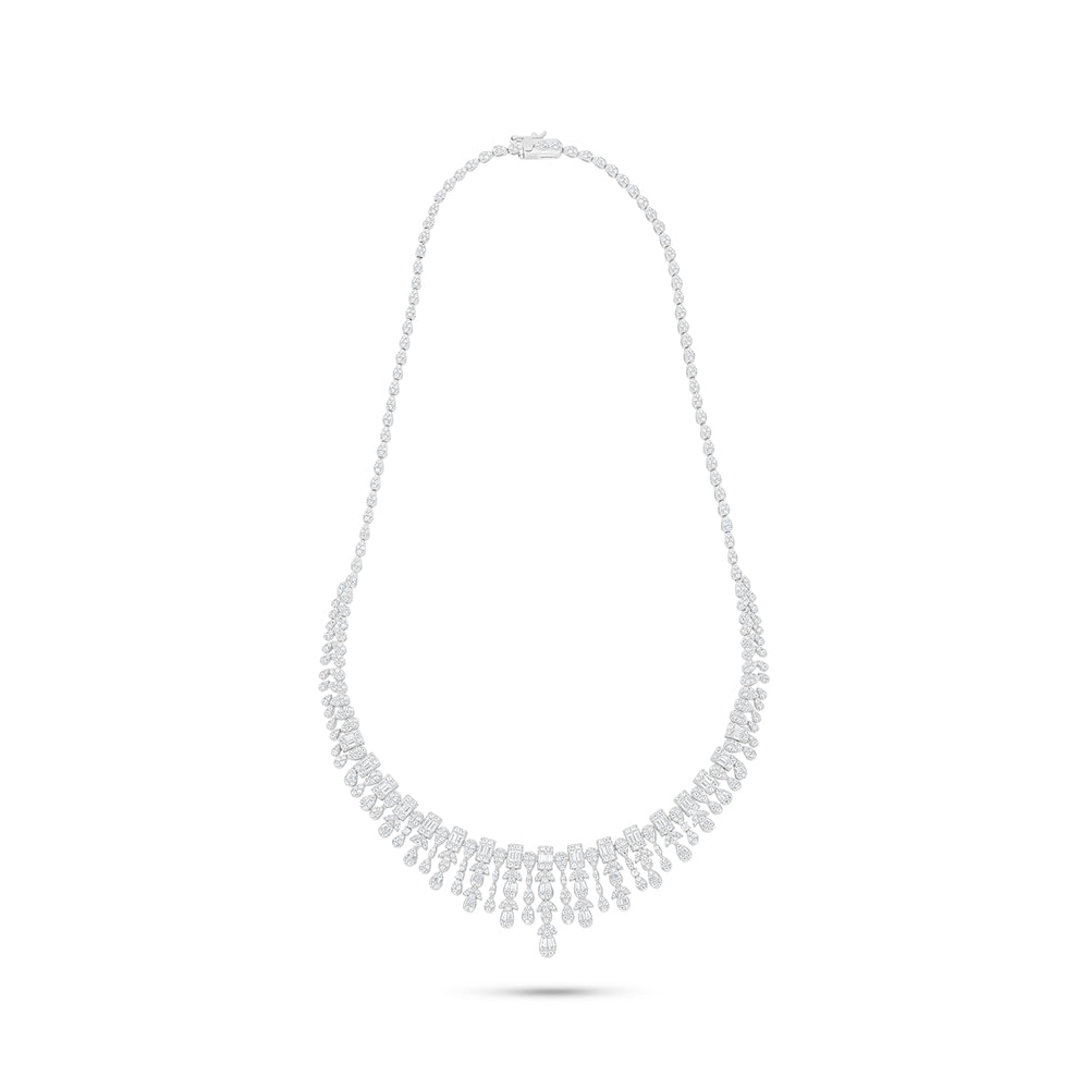 Sterling Silver 925 SET Rhodium Plated Embedded With White Zircon