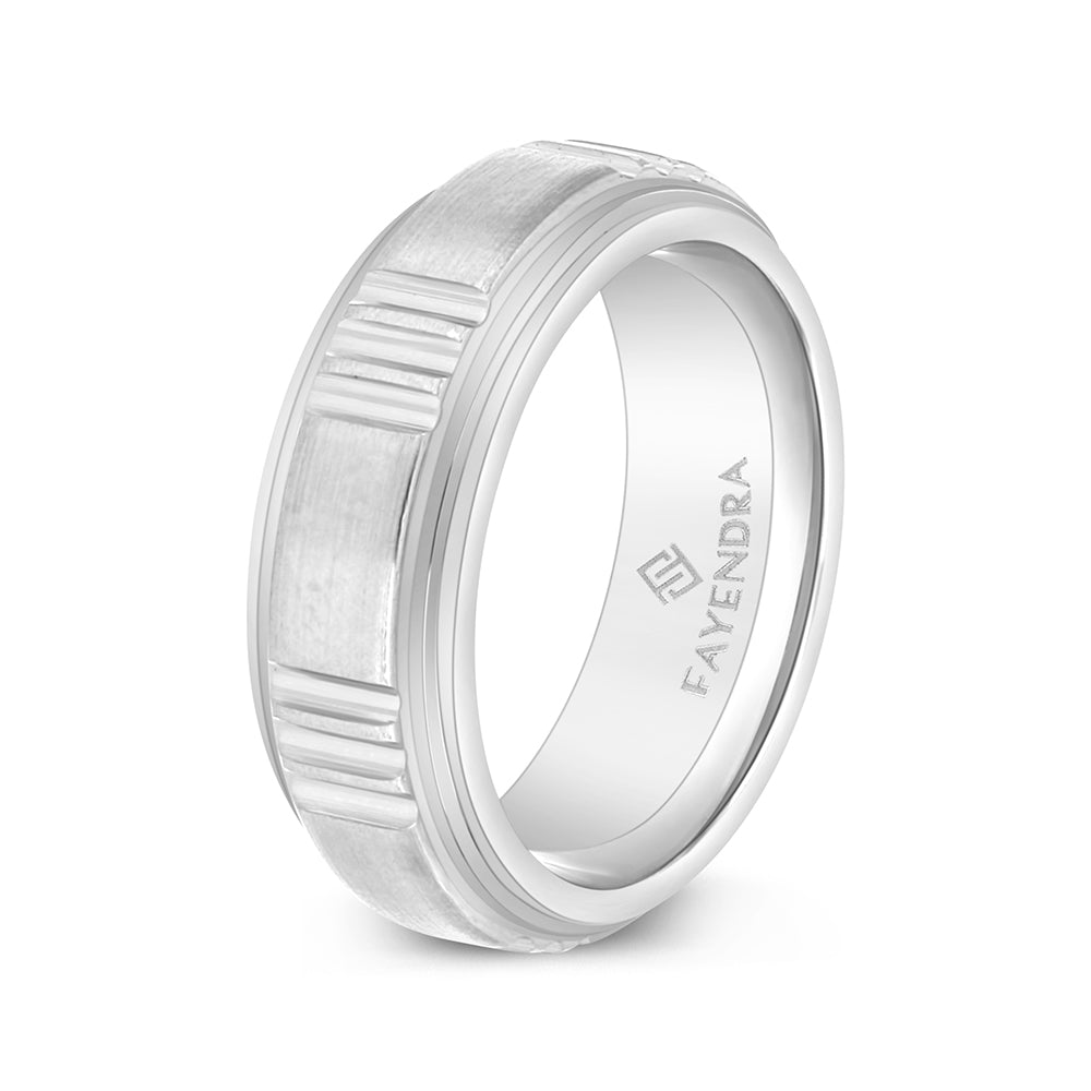Tungsten Carbide Wedding Ring Rhodium Plated For Men