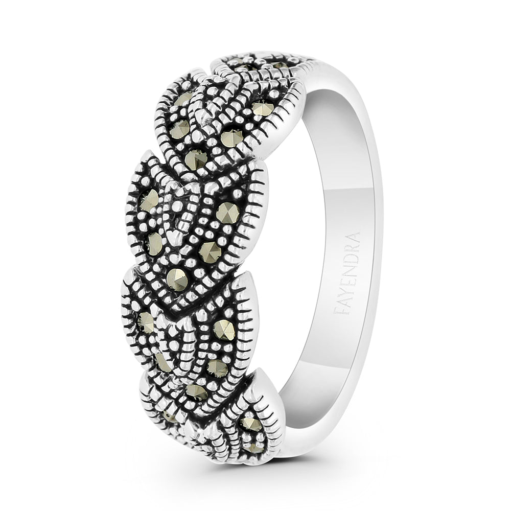 Sterling Silver 925 Ring Embedded With Marcasite Stones