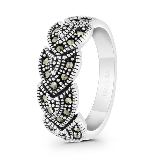 Sterling Silver 925 Ring Embedded With Marcasite Stones