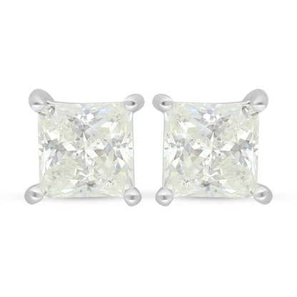 Sterling Silver 925 Earring Rhodium Plated Embedded With White Zircon