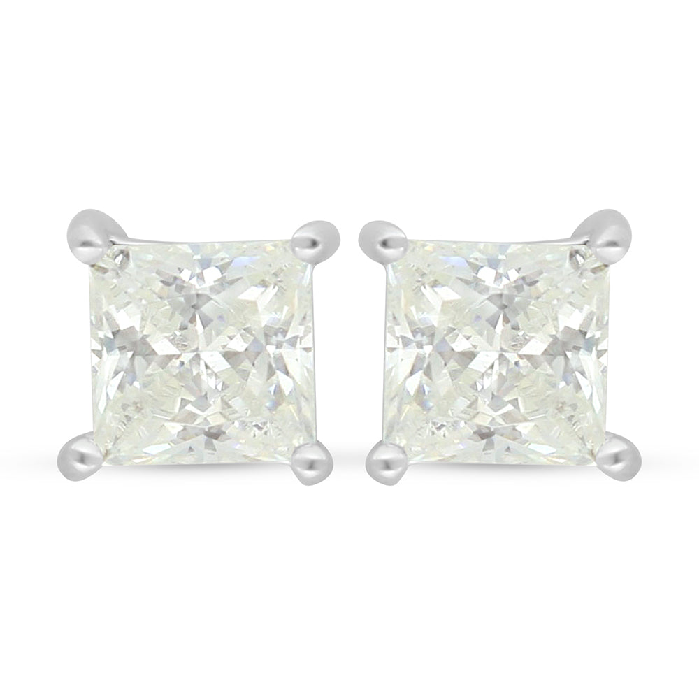Sterling Silver 925 Earring Rhodium Plated Embedded With Diamond Zircon
