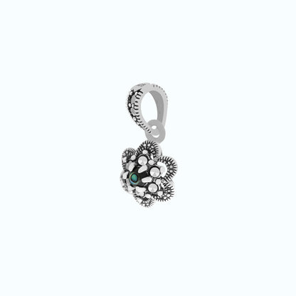 Sterling Silver 925 Pendant Embedded With Natural Blue Shell And Marcasite Stones