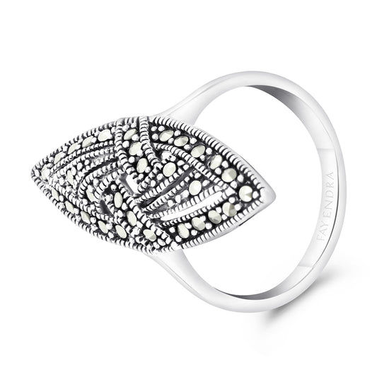 Sterling Silver 925 Ring Embedded With Marcasite Stones