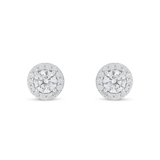 Sterling Silver 925 Earring Rhodium Plated Embedded With White Zircon