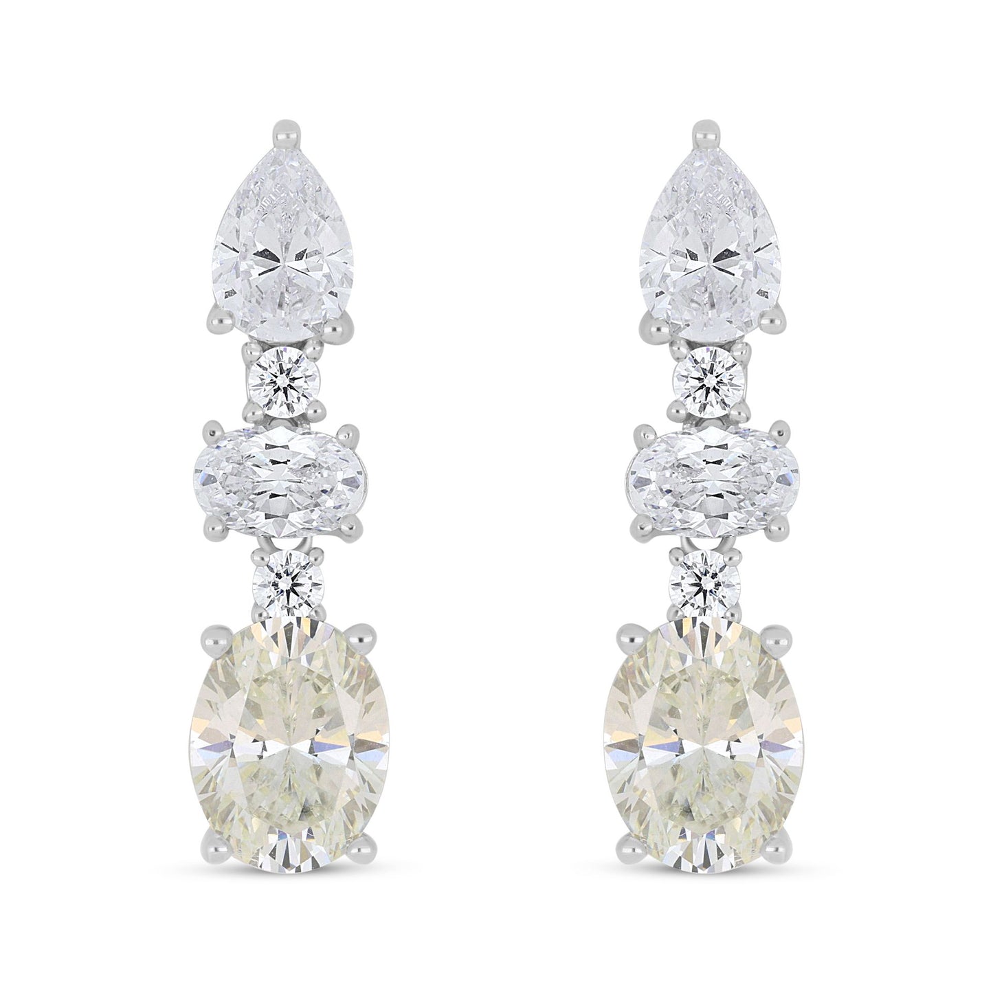 Sterling Silver 925 Earring Rhodium Plated Embedded With Diamond Zircon And White Zircon