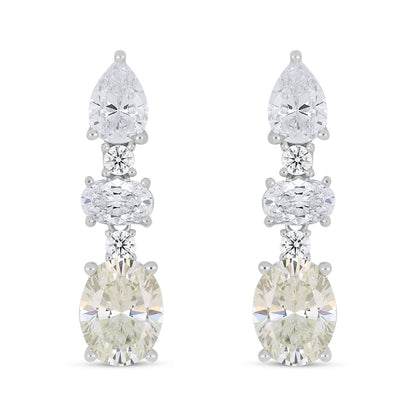 Sterling Silver 925 Earring Rhodium Plated Embedded With Diamond Zircon And White Zircon
