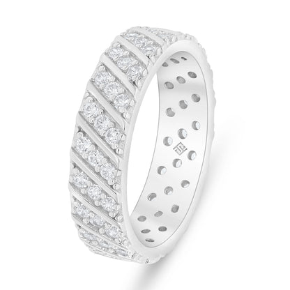 خاتم من الفضة الخالصة عيار 925 مطلي روديوم مرصع فص ابيض