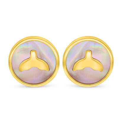 Sterling Silver 925 Earring Golden Plated Embedded With Pink Shell
