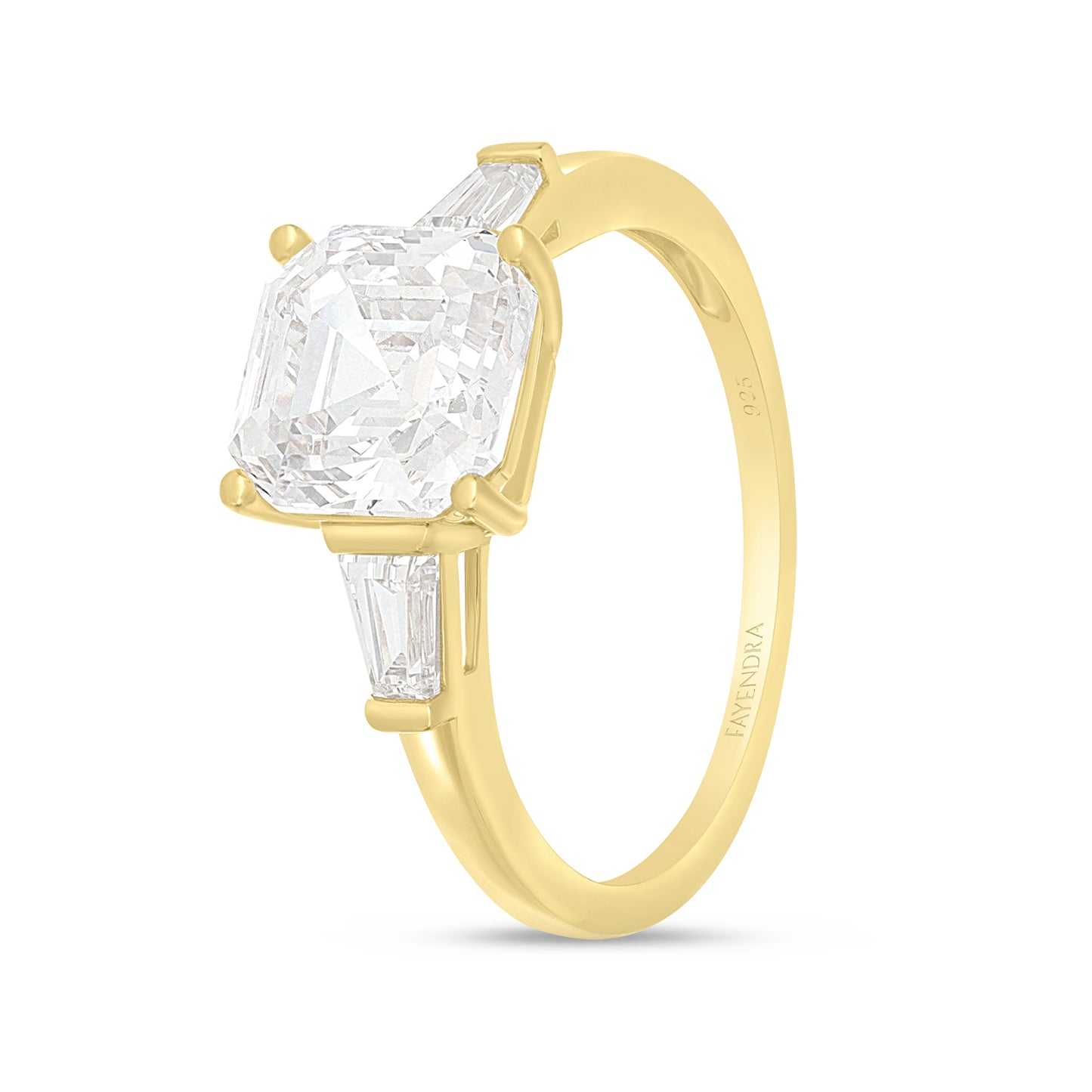 Sterling Silver 925 Ring Golden Plated Embedded With White Zircon