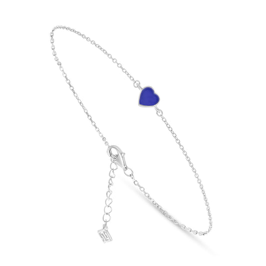 Sterling Silver 925 Bracelet Rhodium Plated Embedded With Blue Enemal