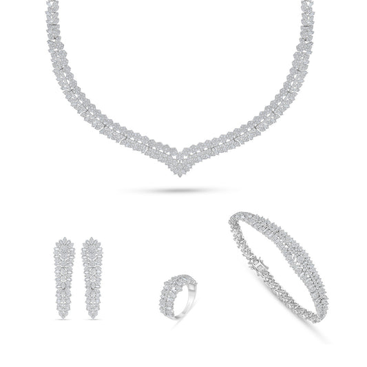 Sterling Silver 925 Set Rhodium Plated Embedded With White Zircon