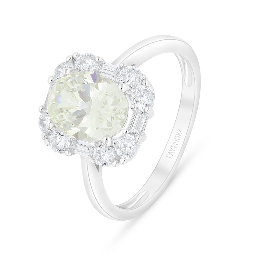 Sterling Silver 925 Ring Rhodium Plated Embedded With Diamond Zircon And White Zircon