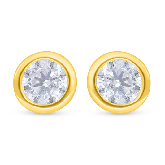 Sterling Silver 925 Earring Golden Plated Embedded With White Zircon