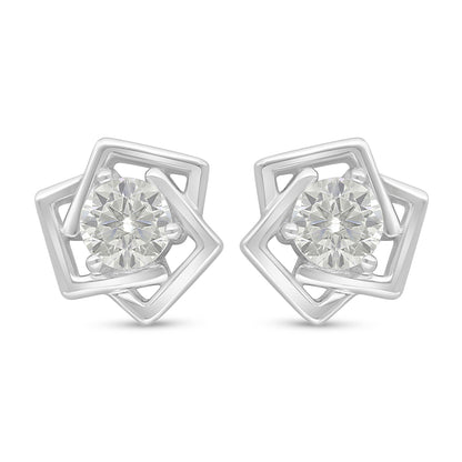Sterling Silver 925 Earring Rhodium Plated Embedded With Diamond Zircon