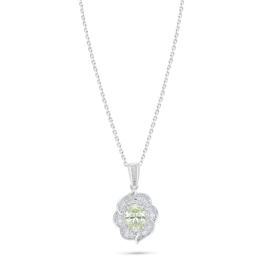 Sterling Silver 925 Necklace Rhodium Plated Embedded With Diamond Zircon And White Zircon