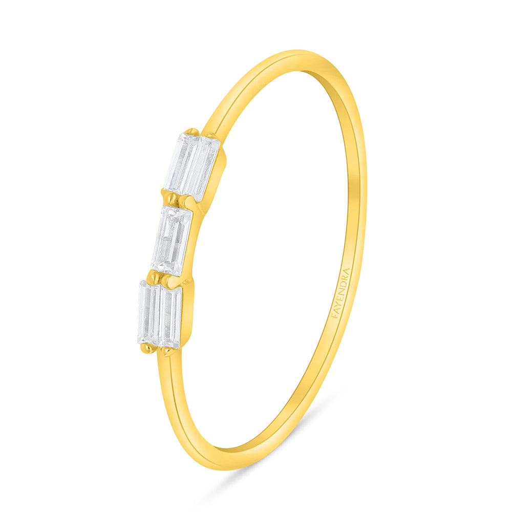 خاتم من الفضة الخالصة عيار 925 مطلي ذهبي مرصع فص ابيض