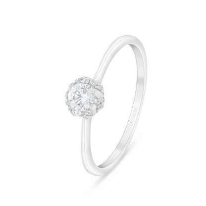 Sterling Silver 925 Ring Rhodium Plated Embedded With White Zircon