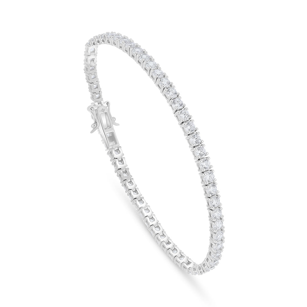 اسورة من الفضة الخالصة عيار 925 مطلية روديوم مرصعة فص ابيض