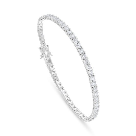 اسورة من الفضة الخالصة عيار 925 مطلية روديوم مرصعة فص ابيض