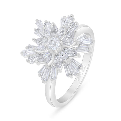 Sterling Silver 925 Ring Rhodium Plated Embedded With White Zircon