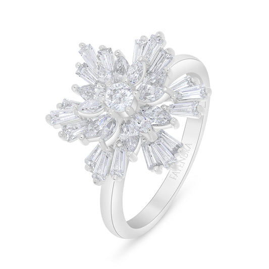 Sterling Silver 925 Ring Rhodium Plated Embedded With White Zircon