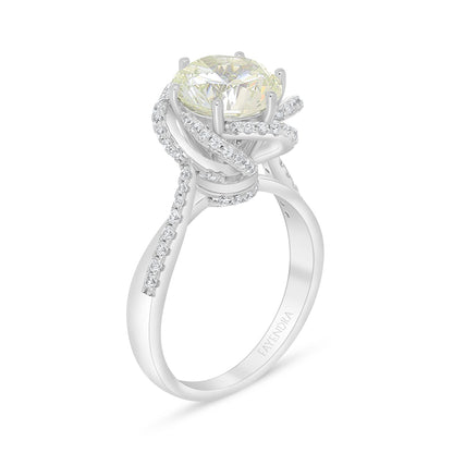 Sterling Silver 925 Ring Rhodium Plated Embedded With Diamond Zircon And White Zircon