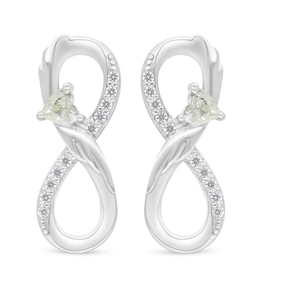 Sterling Silver 925 Earring Rhodium Plated Embedded With Diamond Zircon And White Zircon