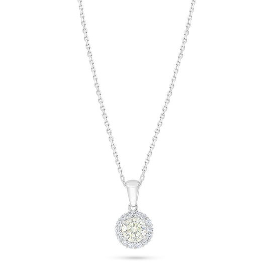 Sterling Silver 925 Necklace Rhodium Plated Embedded With Diamond Zircon And White Zircon