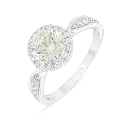 Sterling Silver 925 Ring Rhodium Plated Embedded With Diamond Zircon And White Zircon