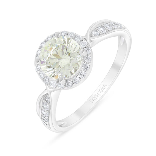 Sterling Silver 925 Ring Rhodium Plated Embedded With Diamond Zircon And White Zircon