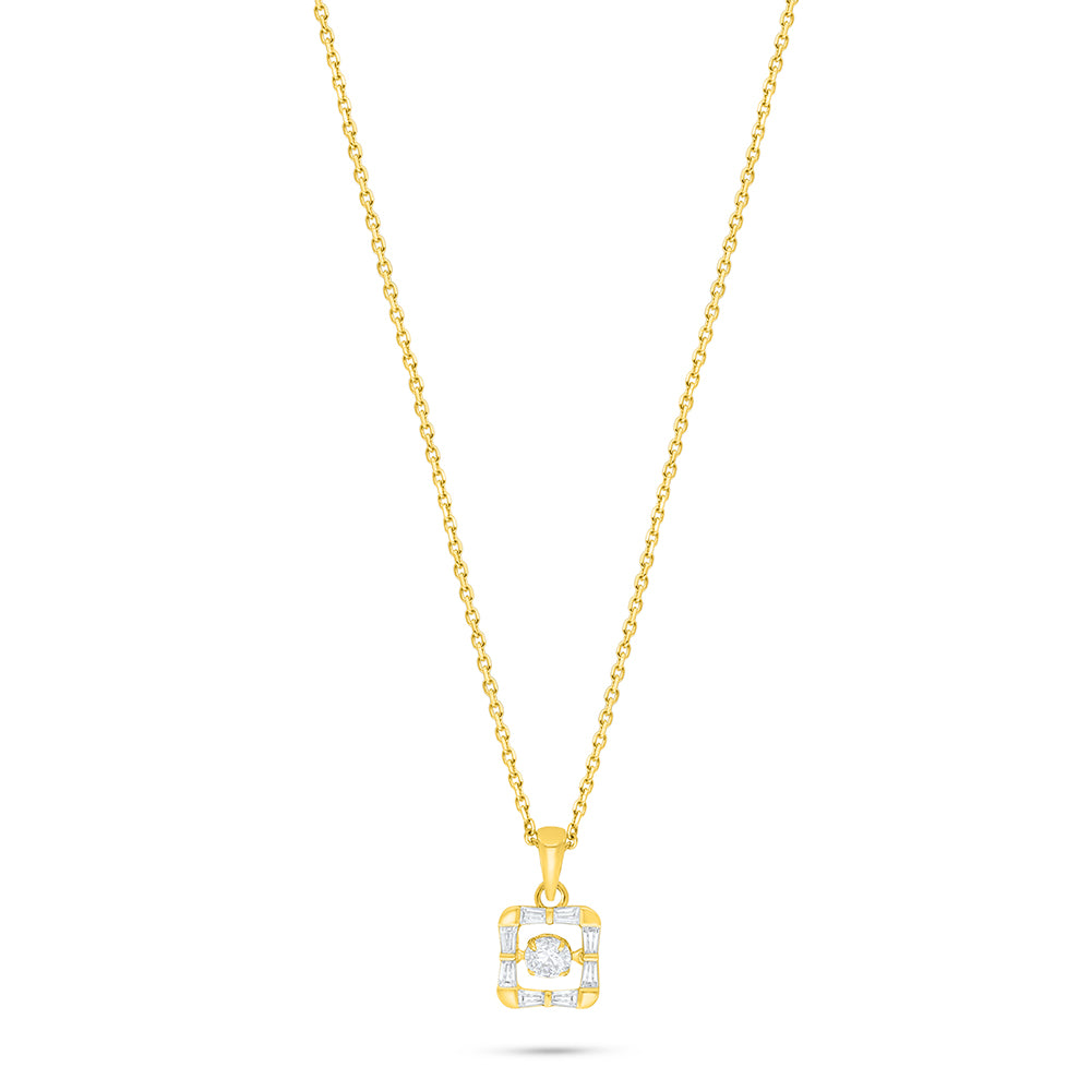 عقد من الفضة الخالصة عيار 925 مطلي ذهبي مرصع فص ابيض