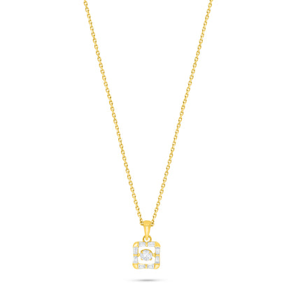 عقد من الفضة الخالصة عيار 925 مطلي ذهبي مرصع فص ابيض