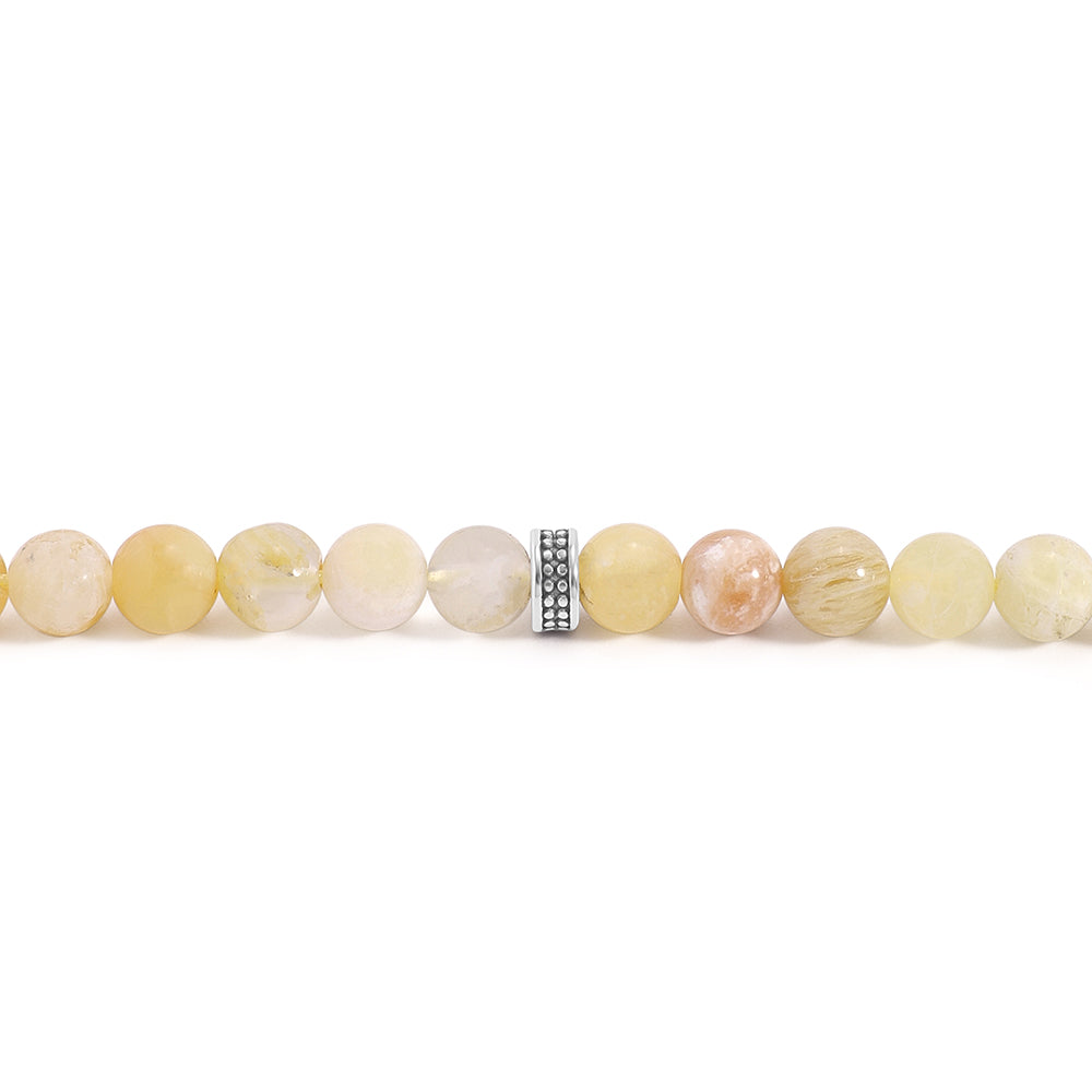 Rosary 100 Yellow Opal Stones 6 mm With Stainless Steel 316L Set Silver And Black Plated