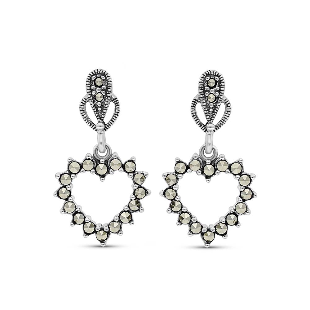 Sterling Silver 925 Earring Embedded With Marcasite Stones