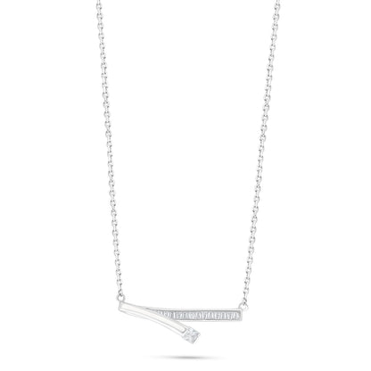 Sterling Silver 925 Necklace Rhodium Plated Embedded With White Zircon