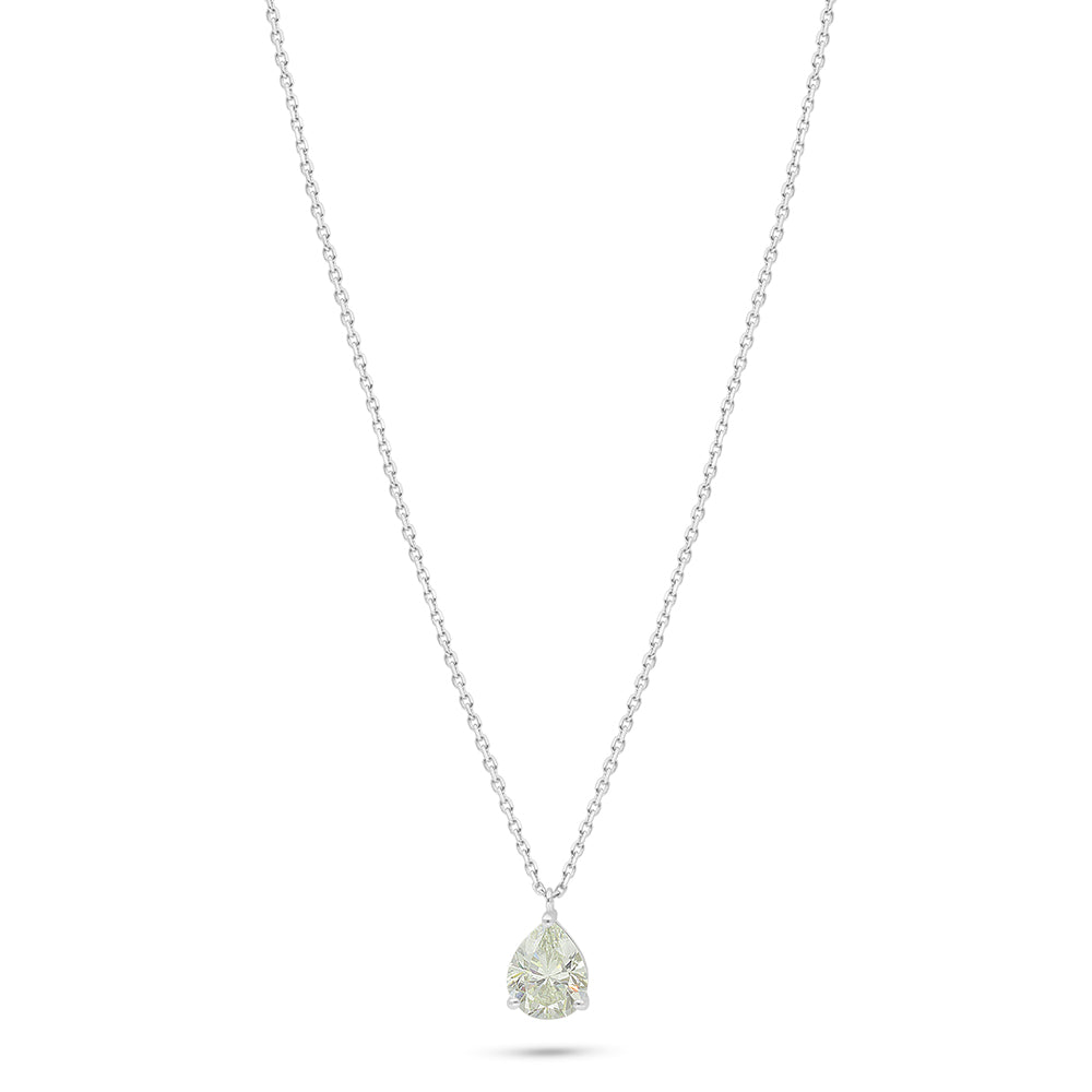 Sterling Silver 925 Necklace Rhodium Plated Embedded With Diamond Zircon