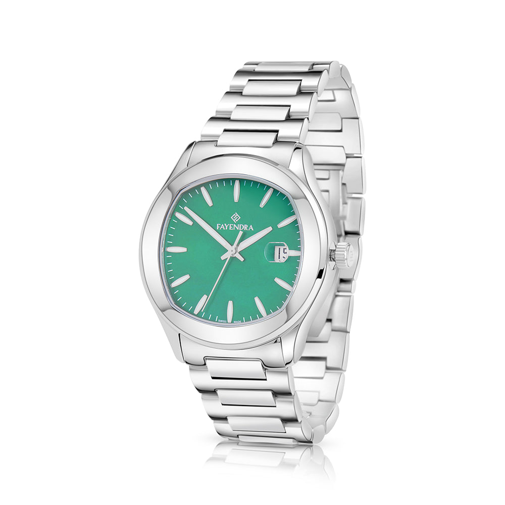 Stainless Steel 316L Watch Silver Color For Men - GREEN MOP DIAL