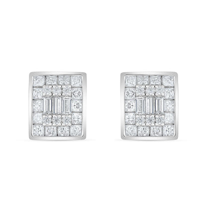 Sterling Silver 925 Earring Rhodium Plated Embedded With White Zircon