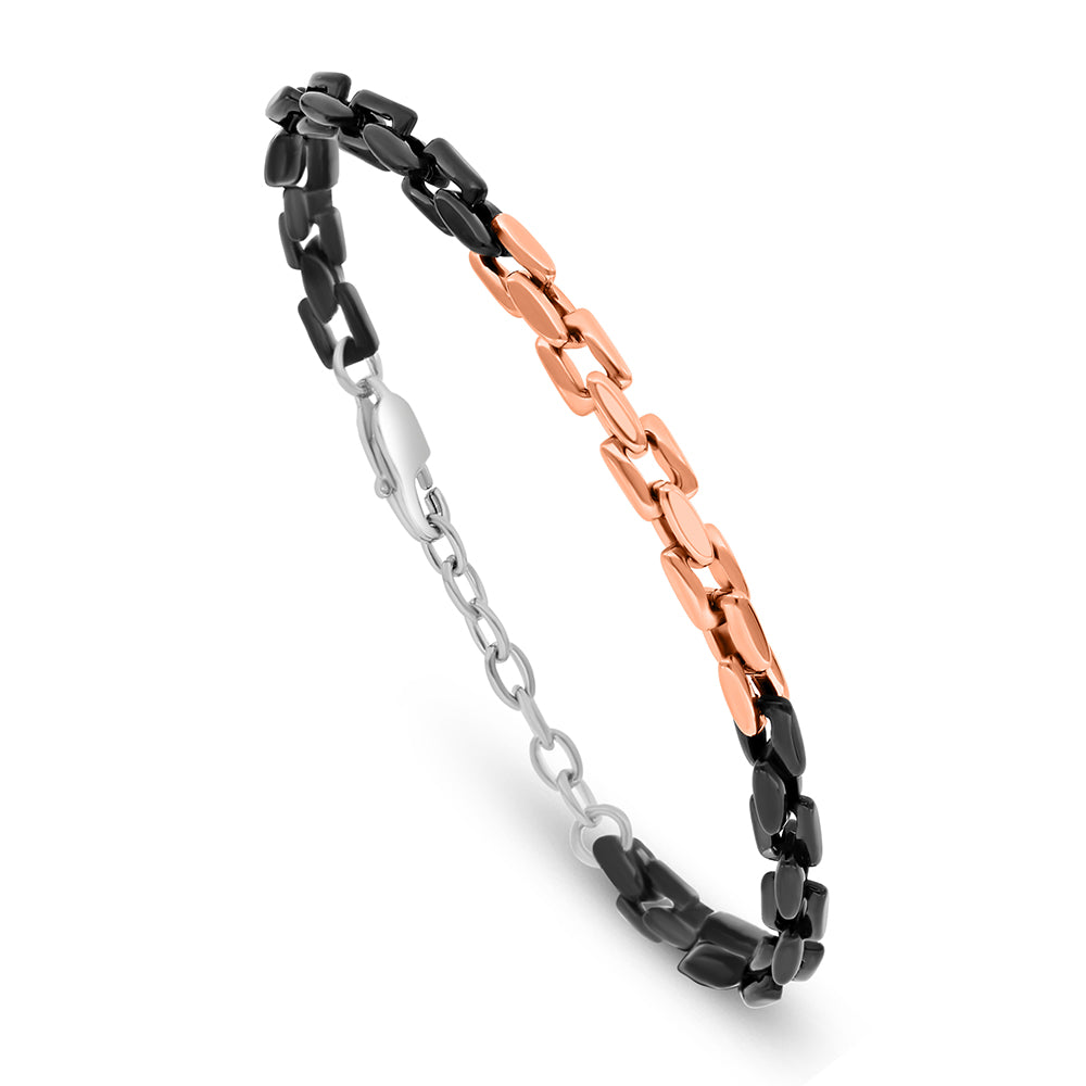 Stainless Steel 316L Bracelet, Black And Rose Gold Color For Men