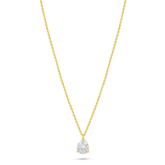 Sterling Silver 925 Necklace Golden Plated Embedded With Diamond Zircon
